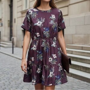 Floral Dress Burgundy - Icône Simons